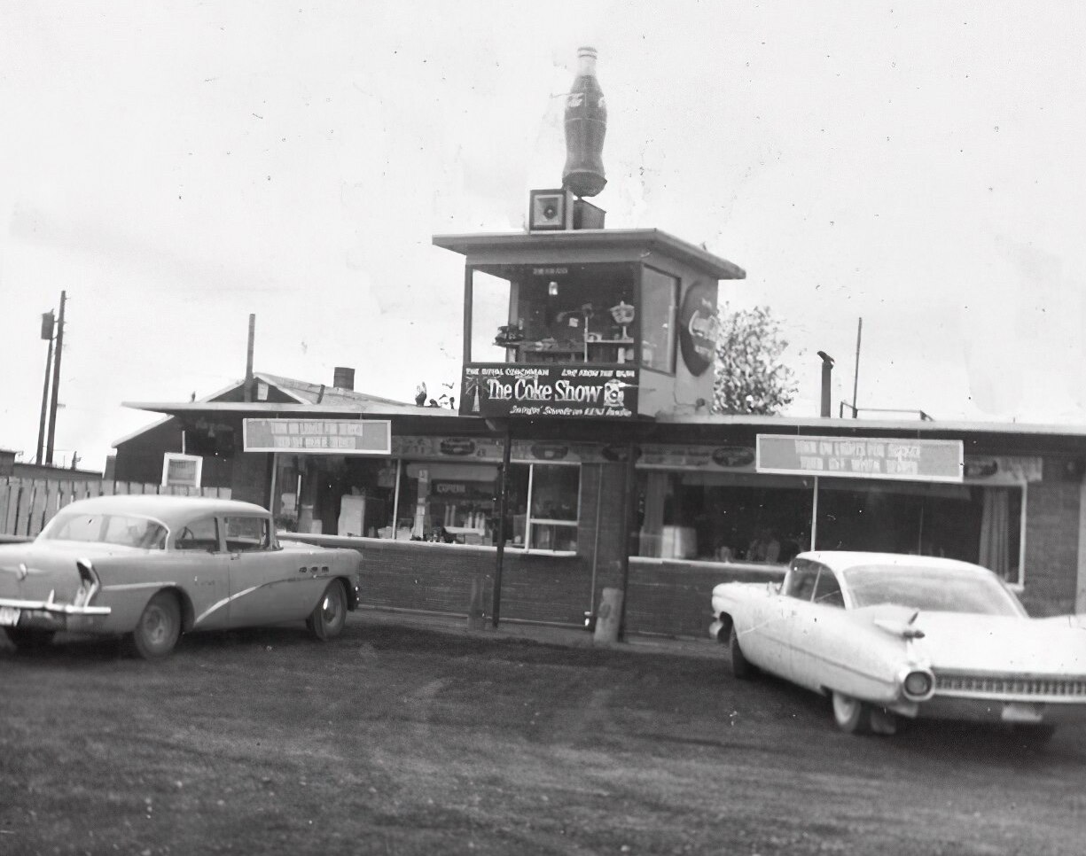 Popular radio studio on the roof of the Bun Drive-In, built just for the Anchorage coke show radio program. bun drive in
