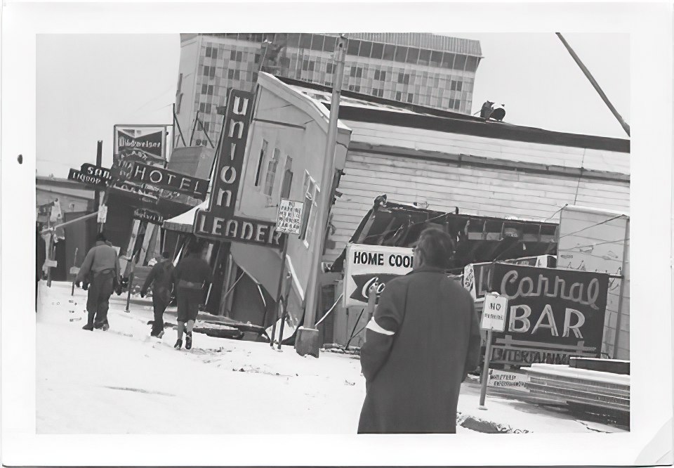 damage in downtown anchorage