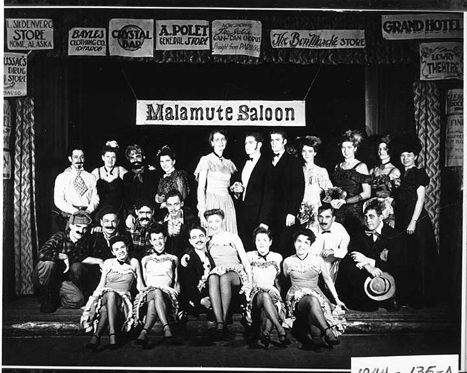 Cast members for a 1943 Anchorage Alaska play by Lorene Harrison. bonanza days 1943