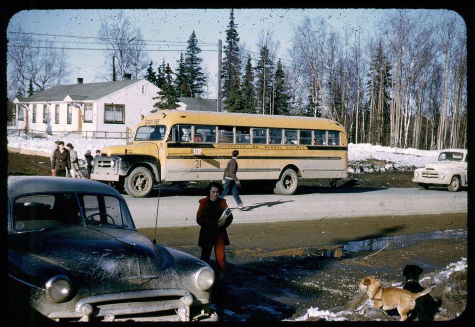 school bus in anchorage alaska 1956