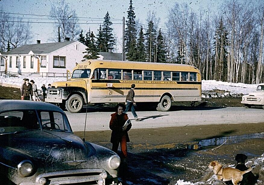 school bus in anchorage alaska 1956