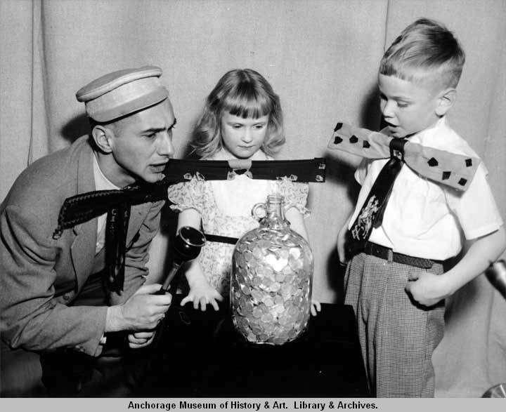 photo of tv host frank feeman speaking to his guests hijinks