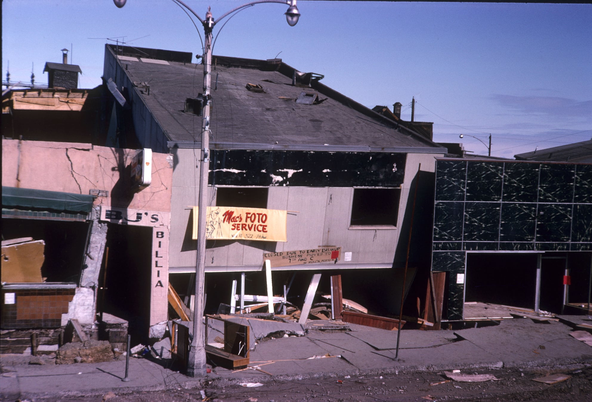 Abandoned businesses after the earthquake