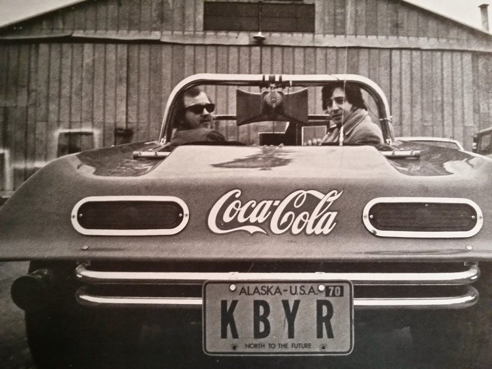 photo of the sporty car used to promote radio station kbyr in Anchorage kbyr radio disc jockeys