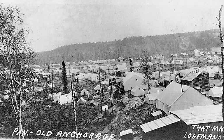 A new town begins on the shores of Ship Creek in what would become, Anchorage, Alaska, in 1915. old anchorage 1915